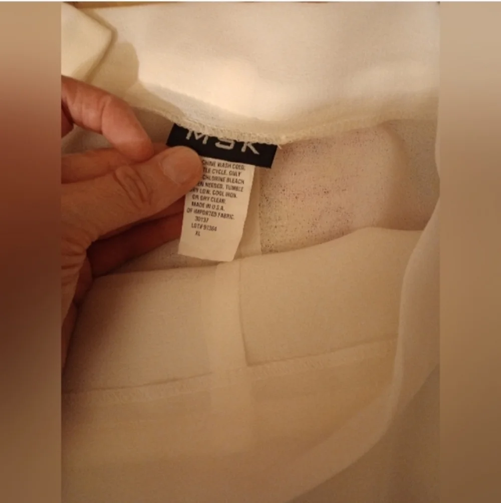 NWT Wide-Leg High Waisted Chiffon Trim White Pants Womens